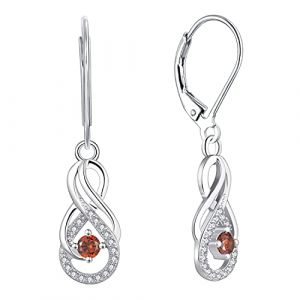 Starnny Boucle d'oreille Femme Argent 925/1000,Boucle d'oreille infini pendantes avec pierre de naissance en Zircone cubique 3A pour Femme (Boormanie Jewellery, neuf)