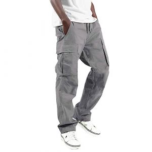 2024 Homme Pantalon Lin Été Pantalon Pantalon Large Pantalon De Plage Hommes, Mélange De Coton, Pantalon À Enfiler pour Hommes, Blanc Pantalon Homme Lin (jajd, neuf)