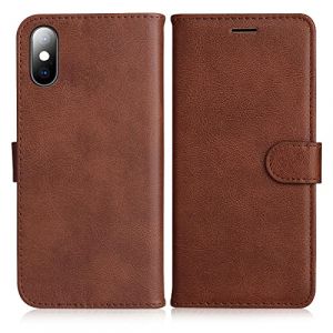 DENDICO Coque pour iPhone X/iPhone XS, PU en Cuir Coque Portefeuille &Eacute;tui Housse, Design Classique TPU Coque pour iPhone X/iPhone XS, Marron (DENDICO, neuf)
