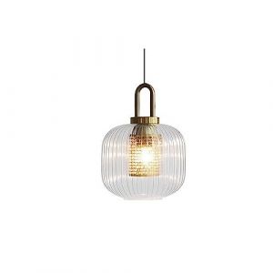 WFZRXFC Suspension en métal Boule de Verre rayé luminaires Suspendus éclairage Globe Abat-Jour plafonnier avec Verre Clair pour Lustre Simple loft Vintage (qianqqshop, neuf)