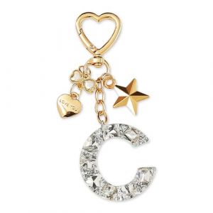 ZVRSUA Nom Lettre Initiale Porte-cl&eacute;s avec Papillon &Eacute;toile pour Adolescentes et Filles et Femmes，Alphabet Initial Keyring pour Portefeuilles Sac &agrave; Main Charme， Letter Keychains (Argent lettre C) (SENBAODZ, neuf)