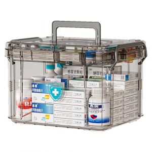 Chililon Bo&icirc;te &agrave; M&eacute;dicaments,Boite Rangement Medicament 2 Couches, bo&icirc;te &agrave; Pharmacie en Plastique Transparent Visible avec poign&eacute;es,Rangement de la bo&icirc;te &agrave; m&eacute;dicaments &agrave; la Maison (Chililon, neuf)