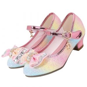 ZOUPREME Chaussures de Princesse Brillantes pour Filles, Basket Mary Jane &agrave; Talons Bas, Sandales &eacute;l&eacute;gantes &agrave; Scratch (A-Multi,31) (ZOUPREME, neuf)