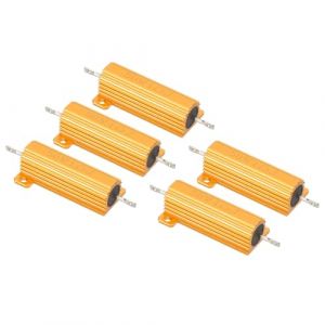 PATIKIL R&eacute;sistance de Coque en Aluminium de 50W 1 OHM, 5 Pcs R&eacute;sistance de Bo&icirc;tier en Aluminium R&eacute;sistance &agrave; Fil R&eacute;sistif &agrave; Visser R&eacute;sistance de Puissance &agrave; Tol&eacute;rance de 5%, Dor&eacute;e (PATIKIL UK, neuf)