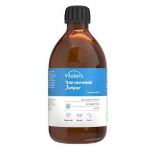 Vitaler's Junior Huile de foie de morue norv&eacute;gienne Omega-3 1200 mg &ndash; 250 ml, compl&eacute;ment alimentaire liquide pour enfants, avec vitamines A, D et E, issue de la p&ecirc;che durable (Vitaler's Official, neuf)