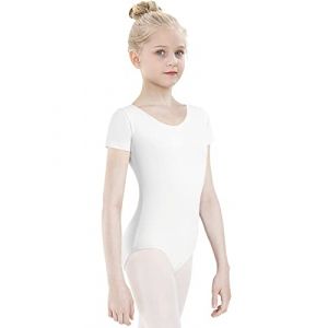 tanzdunsje Fille Justaucorps de Gymnastique justaucorps de ballet justaucorps de danse pour filles femmes taille 100-170 (170, Blanc) (eledance, neuf)