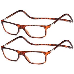 NEW VISION Lunettes 2 pack, Lunettes Loupe, Lunettes De Lecture Magnétique, Longueur RéGlable Lunette De Lecture Homme Femme, NV2904 (2brun, 3.5, x) (New Vision Milano, neuf)