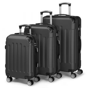 LALAHO Set de 3 Valises de Voyage, Valise Grande Taille, Valise Cabine, Petite Valise, ABS avec Coins Renforcés, roulettes Pivotantes 360°, Cadenas et Poignée Télescopique (Noir) (Sarefun, neuf)