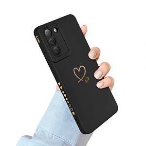 Newseego Coque Compatible avec Samsung Galaxy S21 5G Etui pour Filles Femmes, Dor&eacute; Amour Coeur Motif Doux Silicone Liquide Mignon Coeur Bord Antichoc Housse de Protection pour Samsung Galaxy S21-Noir (NewseegoUK, neuf)