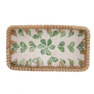 OUNONA Panier de rangement pour cosm&eacute;tiques - Plateau rectangulaire en rotin tress&eacute; pour maquillage - Petit panier de rangement en rotin pour salle de bain 21,6 x 11,7 cm (Gustell, neuf)