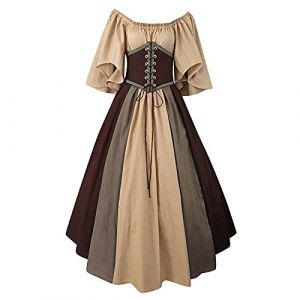 Robe Medievale Femme Victorienne Steampunk Gothique Vintage Costume M&eacute;Di&eacute;Val Renaissance Femme D&eacute;Guisement Robe De F&ecirc;Te Carnaval Halloween 2024 (dongTER, neuf)