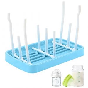 DIFLAX Seche Biberon Bebe, Egouttoir Biberon Pliable, Porte Biberon Portable, Bleu, Avec Bac D'egouttage, Pour Biberons, Tétines, Tasses (SVF TUNDER PRICE, neuf)