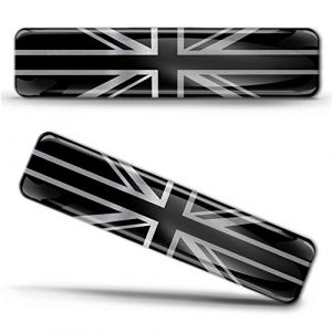 Biomar Labs® 2 x 3D Flexibles Autocollant Stickers Drapeau National Britanique Royaume-Uni GB UK Union Jack Noir Argent Voiture Auto Moto F 127 (Biomar Labs®, neuf)