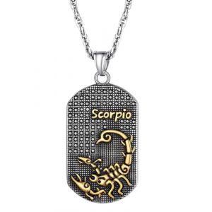 PROSTEEL Chaîne Pendentif Signe Astrologique Scorpion Collier Homme Acier Serte de Strass pour Garçon (Prosteel Jewellery, neuf)