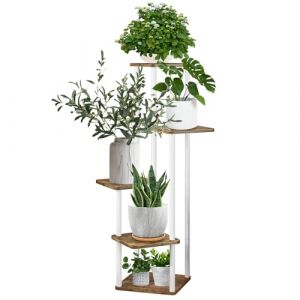 MUAEEOK Support pour plantes d'intérieur à 5 niveaux en métal pour plusieurs plantes, supports de fleurs d'angle pour terrasse, jardin, salon, balcon, chambre à coucher (5 niveaux, blanc) (BoYee-eLife, neuf)