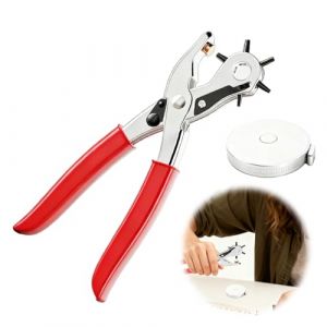 Pince Trou Ceinture Cuir 6 Trous, Perforatrice Rond, Trouilloteuse, Poinconneuse, Perce Trou Ceinture, Poincon, Id&eacute;ale pour Chaussures Ceintures Colliers pour Chiens Cartes Bracelets de Montre (JiuZhouYuan, neuf)