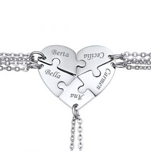 Custom4U Collier d'Amitié pour 5 Best Friends Charm Amitié pour 5 Fille BFF Meilleur Amies Personnalisé Prénom 5 Pièces Pendentif Coeur Séparable (Custom4U Store, neuf)