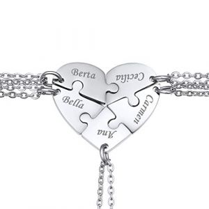 Custom4U Collier d'Amitié pour 5 Best Friends Colliers Amitié pour 5 Fille BFF Meilleur Amies Personnalisé Prénom 5 Pièces Pendentif Coeur Séparable (Custom4U Store, neuf)