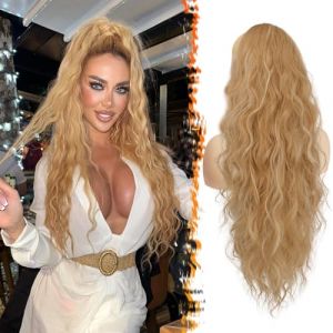 BARSDAR Cordon Queue de Cheval Extension,66cm Longue Bouclé Ondulées Blond Cordon Queue de Cheval Extension de Cheveux pour Femme, Synthétique Clip en Queue de Cheval Postiche, Blond Mixte (BARSDAREU, neuf)
