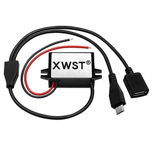 Convertisseur de tension DC 12 V 24 V 36 V 48 V 60 V 72 V vers 5 V 3 A 15 W femelle et Micro USB | Connecteur adaptateur pour voiture, moto, v&eacute;lo &eacute;lectrique (XWST EU, neuf)