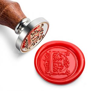 Mceal Tampon de cire - T&ecirc;te en laiton argent&eacute; avec poign&eacute;e en bois - S&eacute;rie A &agrave; Z - Lettre E (Maochen International Limited, neuf)