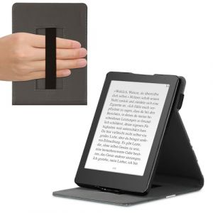 kwmobile Étui Compatible avec Kobo Aura Edition 2 Coque - Étui à Rabat magnétique Tablette eReader Similicuir avec Sangle - Taupe-Blanc-Gris foncé (SX-Commerce, neuf)