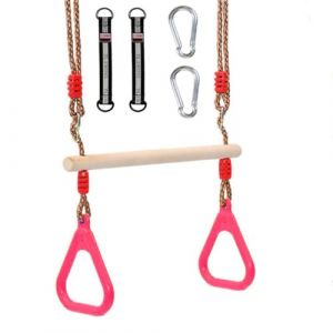 Morwealth Balançoire trapèze Multifonction en Bois pour Enfants avec Anneaux en Plastique - Charge maximale : 120 kg - pour l'intérieur et l'extér (Rose) (Morwealth, neuf)
