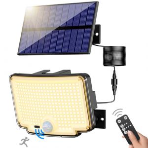 nipify Lumi&egrave;re Solaire Ext&eacute;rieure [310 LED/3Mode/Angle d'&eacute;clairage 270 &deg;], Lampe Solaire Ext&eacute;rieur Detecteur de Mouvement avec T&eacute;l&eacute;commande, &Eacute;tanche Eclairage Exterieur Solaire avec Blanc Chaud (Nipify-EU, neuf)