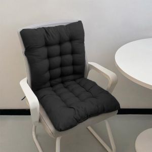 GGoty Coussin de Chaise épais de 8cm avec Dossier, Coussin de Fauteuil, Coussin de siège arrière, Coussin de siège en Coton pour Le Jardin, Le Fauteuil de détente et Le Bureau (60x40cm,Noir) (GGoty, neuf)