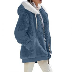 Manteau Femme Hiver Chaud Doux Pull Polaire Femme Fourrure Femme Chaud Veste Femme Manteau Femme Mi Saison Automne Hiver Veste Polaire Manteau Long Femme Hiver Chic Zippée Pas Cher 01Bleu 4XL (SHONTON, neuf)