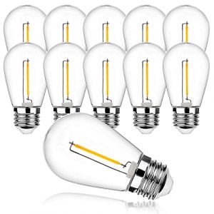 ProCrus Ampoule LED E27 S14,Ampoule Edison vintage 1W, Ampoules R&eacute;tro Blanc Chaud,&eacute;quivalent Lampe &agrave; Incandescence 5W,Plastique,pour Ampoule Cha&icirc;nes Lumineuses Ext&eacute;rieures S14,Lot de 10 (ProCrus-EU, neuf)