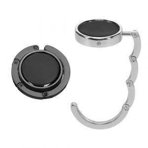 kwmobile 2 Porte Sac &agrave; Main Table - Gadget Accroche Sac a Main pour Table Bureau - Support Crochet en M&eacute;tal Pliable - Noir Mat-argent&eacute; (SX-Commerce, neuf)