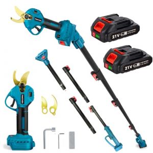 Sécateur Électrique sans Fil avec avec Perche télescopique, Batterie 21V 4000mAH, 45mm Secateur à Batterie Professionnel Secateur de Jardin Moteur sans Balais pour Jardinage, Vigne, Arbre Fruitier (violalook, neuf)