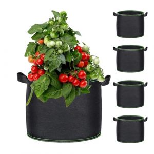 ROEOWENE 5PCS Sac de Plantation 20L/5 Gallons avec Poign&eacute;es - G&eacute;otextile Non Tiss&eacute; pour Pomme de Terre, Pots de Jardin, Plantes, Fleurs, Fraises (ROEOWENE LLC, neuf)