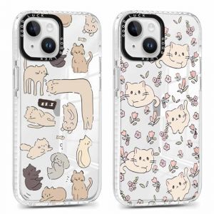 Xylota 2 Pi&egrave;ces Coque pour iPhone 14 Plus 6,7", Transparente Mignon &Eacute;tui avec Anim&eacute; Motif Chat, Ultra Mince TPU Souple Silicone Clair Housse Antichoc Protection Case Cover pour iPhone 14 Plus, 04 (AMCREST HOLDINGS, neuf)