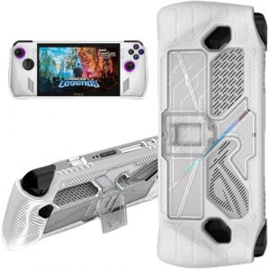 TXWLLIU &Eacute;tui de Protection en Silicone pour ASUS ROG Ally 2023, &Eacute;tui Rigide Antichoc et Antid&eacute;rapant, avec Support, Accessoire de Protection pour ASUS ROG Ally, Blanc & Transparent (CIUFU RELAUR, neuf)