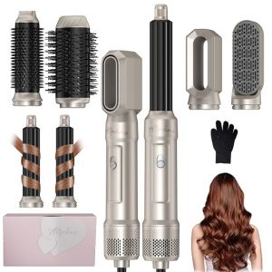 Air Styler Seche Cheveux 6 en 1, Atopskins Hair Styler Set 6 in 1, 1000w Seche Cheveux Ionique, Brosse Soufflante, Boucleur a Cheveux, Brosse Chauffante, Brosse Lissante, pour S&eacute;cher, Boucler, Lisser (Atopskins Pro Beuaty, neuf)