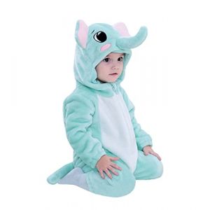 Doladola B&eacute;b&eacute; Combinaison Pyjama Barboteuse &Agrave; Capuche pour 0-24 Mois Flanelle Enfant Barboteuse &Agrave; Capuche Mignon Gar&ccedil;on Fille Pyjama(3 mois,Elephant) (Doladola-FR, neuf)