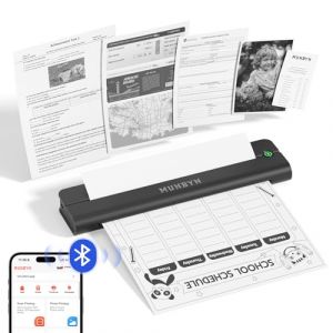 MUNBYN ITP02 Imprimante Thermique A4, Bluetooth Imprimante Portable sans Fil pour Le Voyage, Compatible avec Les Téléphones et Ordinateurs Portables Android et iOS, Petite Imprimante, Noir (MUNBYNUK, neuf)