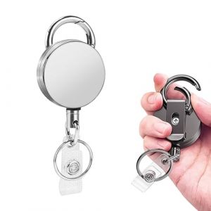 Porte Badge Retractable,Porte Badge Enrouleur,Extendable Key Fob,Porte Clef Retractable,Porte-Cl&eacute;s R&eacute;tractables pour Badges,60 &agrave; 70 cm Porte-Cl&eacute;s Extensible,pour Cl&eacute;s,Carte D'identit&eacute;,Carte D'acc&egrave;s (JingXuan-shop, neuf)