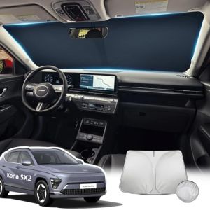 LANGBEAN Pare-Soleil Pliable pour Hyundai Kona SX2 2024 2025 2026, Pare-Soleil pour Pare-Brise Avant Bloque la Chaleur Protection Contre Les Rayons UV, Accessoires pour Kona SX2 (LANGBEAN, neuf)