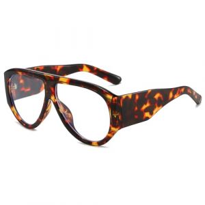 LJCZKA Lunette Anti Lumiere Bleue Surdimensionn&eacute;e pour Femme Homme Pilote Monture &Eacute;paisse Rond Lunettes Anti Fatigue pour Ordinateur, Jeux (L&eacute;opard) (LJCZKA, neuf)