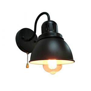 Applique Murale Int&eacute;rieur R&eacute;tro Noir Fer, Lampe Murale Style Industrielle Lampe de Mur Loft avec Interrupteur &agrave; Tirette max.60W E27 &Eacute;clairage Edison pour Bar Chambre &agrave; Coucher Cuisine Restaurants Caf&eacute; (furuidemu, neuf)