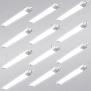 Viugreum Lot de 12 R&eacute;glette LED 120cm Connectable, IP66 &Eacute;tanche 40W 4000LM Neutre Blanc 4500K, LED Lampe Fluorescente avec Cha&icirc;ne Suspendue, N&eacute;on Led Garage Plafonnier pour Salle de Bain, Bureau (Viugreum-EU, neuf)