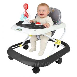 4-en-1 Trotteur B&eacute;b&eacute; avec Plateau d'Activit&eacute;s Musical, 4 Hauteurs R&eacute;glables, Trotteur Bebe Marche Pliable, De 6 &agrave; 18 mois, Jusqu'&agrave; 9 kg (Noir, 58 * 55 * 65 cm) (hlang EU, neuf)