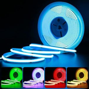 24V COB Ruban LED RGB 5M, COB RGB LED bande 576LEDs/M Flexible Bande dimmable Lumineuse LED Super Lumineux, largeur 10mm pour Armoire, Cuisine, Bricolage, Chambre à coucher(Only strip) (Lam(MS)pen, neuf)