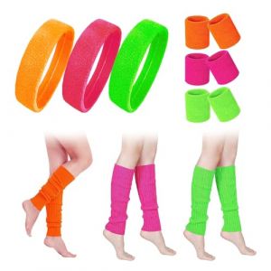 UQTUKO Bandeau Fluo Ann&eacute;e 80, 15 Pi&egrave;ces Accessoire Sport Femme Homme Enfant Avec Bracelet Jambi&egrave;res Pour Costume Vetement F&ecirc;te R&eacute;tro N&eacute;on Annees 80 90 (gbuijbjg, neuf)