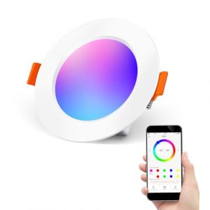 DUSKTEC Spot LED Encastrable Couleurs Connectée Alexa Bluetooth 1-pack, 220V Spot Encastré RGB Multicolore 68mm Dimmable Intensité Réglable Blanc Chaud et Froid 7W (DUSKTEC, neuf)