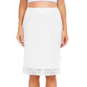 Wikoan Jupon Femme sous Robe - Fond de Jupe Lingerie Invisible Demi-Jupe Elastique Sous-V&ecirc;tement pour Robe - Blanc XXL (Wikoan Direct, neuf)