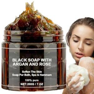 Savon noir à l' d'olive, savon marocain naturel 200 g, savon nettoyant de camping, savon hydratant pour la peau, savon éclaircissant pour la peau, savon noir rafraîchissant pour femmes, hommes (huaizkma, neuf)